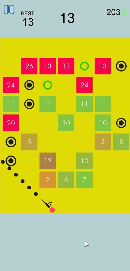 Brick Bouncer gameplay with numbered brick formations